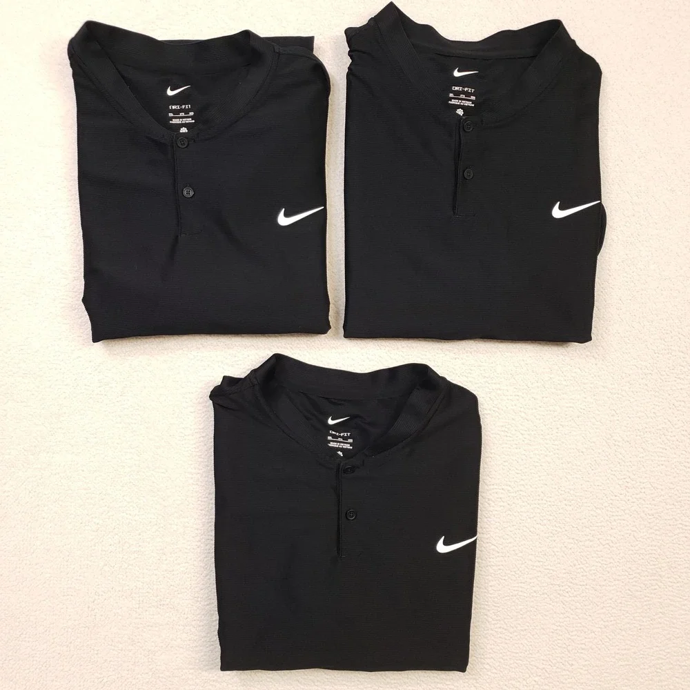 Nike Tour Dri-FIT Tour Ribbed Texture Polo Mens 3XL Black Blade Collar 3-Pack